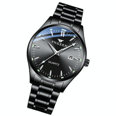 Simple Luminous Quartz Watch for Men with Calendar - White Steel White Surface