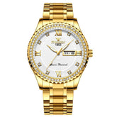 Men Luminous Quartz Watch - Full Gold with White Face