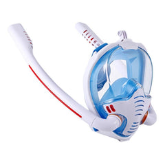 Full Dry Silicone Snorkel Mask for Adults - Double Tube Size l / Xl - White/Blue