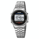 Waterproof Multifunctional Men Digital Watch - Luminous Stainless Steel - 30m - Silver White