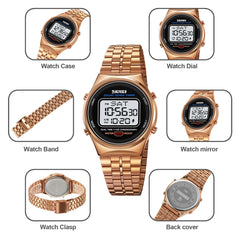 Waterproof Multifunctional Men Digital Watch - Luminous Stainless Steel - 30m - Silver White