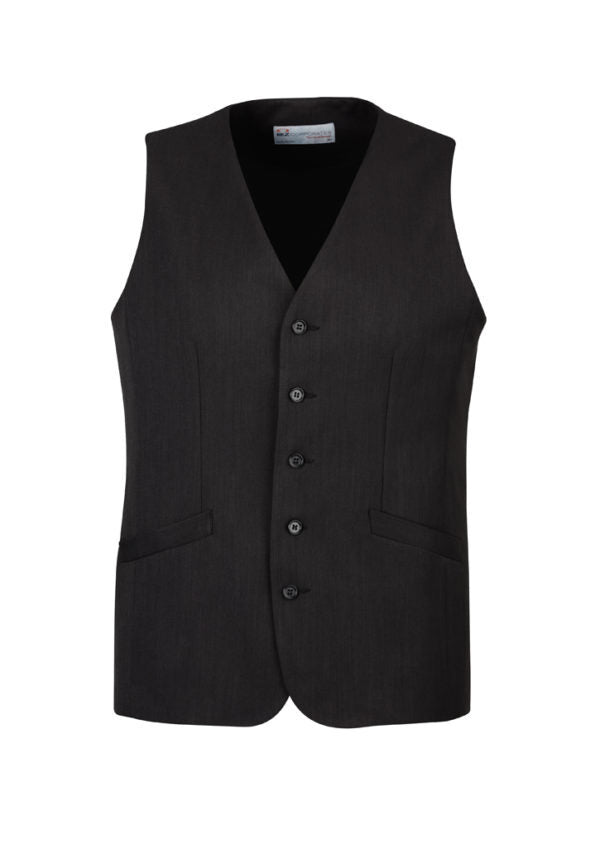 Mens Bamboo Blend Longline Vest Waistcoat w/ Stretch Business Forrnal Dress - Charcoal - 122