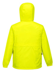 HUSKI STRATUS RAIN JACKET Waterproof Workwear Concealed Hood Windproof Packable - Yellow Fluro - XL