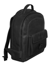 Futura Mens Leather Laptop Backpack School Shoulder Bag Front Pocket - Black