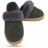 Sheepskin Wool Womens Slippers Scuffs Slip On Winter Ugg Slippers in Grey - 7