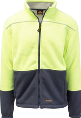 HI VIS Polar Fleece Sherpa Jacket Full Zip Thick Lined Winter Safety Jumper - Yellow - 3XL