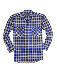 Mens 100% Cotton Flannelette Shirt Long Sleeve Check Authentic Flannel - Denim - XXL