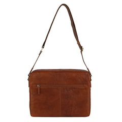 Pierre Cardin Crumpled Leather 15" Laptop Computer Bag - Tan