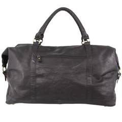 Pierre Cardin Mens Leather Business Overnight Bag Luggage Duffle Weekend Travel - Black