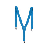 Mens Suspenders Braces Adjustable Strong Clip On Elastic Formal Wedding Slim - Sky Blue