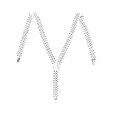 Mens Suspenders Braces Adjustable Strong Clip On Elastic Formal Wedding Slim - White with Black Polka Dot