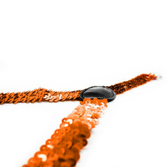 SEQUIN SUSPENDERS Unisex Adjustable Braces Clip On Elastic Y-Back - Orange