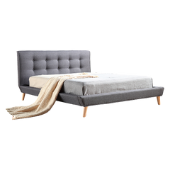 Double Linen Fabric Deluxe Bed Frame Grey