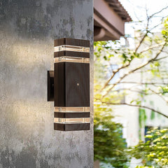 Modern 12" LED Up Down Wall Light dual Lamp Fixtures Outdoor Dusk to Dawn Sensor