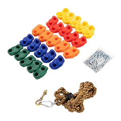 Jungle Gym Rock Climbing Holds Kids Wall Mounting Hardware Knotted Rope 25 Handles Playground
