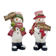 bulk 6 Christmas Polyresin Standing Snowmen Assort 25cm