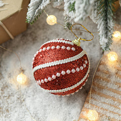 Glittery Christmas Baubles , Pearl-Accented Holiday Ornaments in Assorted Colors, 2 Sets Total(5 Colors Per Set)