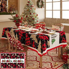 Christmas Tree Pattern Tablecloth - Festive Holiday Dining Table Cover 140*220cm