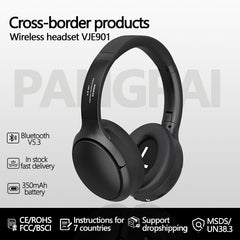 Silver VJE901 Wireless Bluetooth Over-Ear Headphones with Active Noise Cancelling