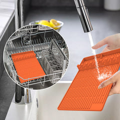 Orange Silicone BBQ Grilling Mat - Heat Resistant Side Rack Protector for Grills and Baking Trays