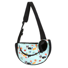 Size S Blue Dog Pattern Lightweight Single Shoulder Pet Sling Bag - Stylish Durable Oxford Fabric Carrier