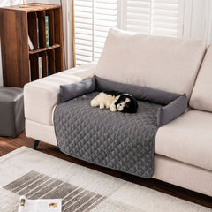 90*90CM Brown Waterproof & Scratch-Resistant Pet Sofa Protector Mat with Pillow | Cat & Dog Bed, Washable, All-Season