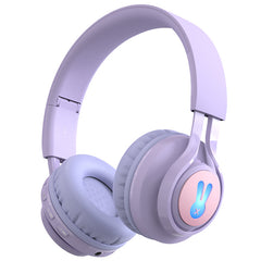 Purple Bunny Wireless Headphones - Glowing Logo, Bluetooth 5.0, 85dB Volume Limit Mode