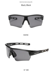 2 pcs Outdoor Sports Sunglasses - UV Protection HD Lenses for Cycling, Boating, Fishing(Black frame black gray film)