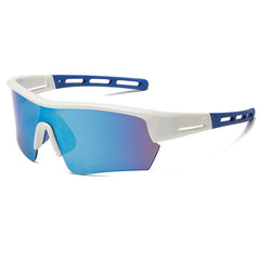 2 pcs Outdoor Sports Sunglasses - UV Protection HD Lenses for Cycling, Boating, Fishing(White blue frame blue mercury)