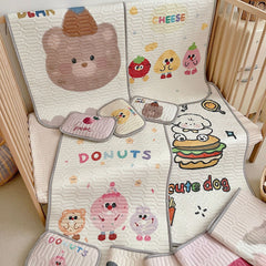 Cheese Pattern 2 Piece Set Kids Cooling Pad Set - 60x120cm Cartoon Latex Mattress Protector, Pillow