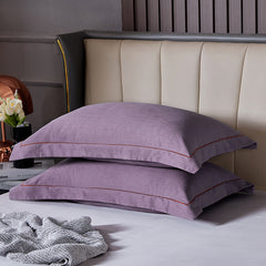 Dark Purple Pure Cotton Flannel Pillowcase Set - Soft, Thickened, Solid Color (Pair, 48x74cm)