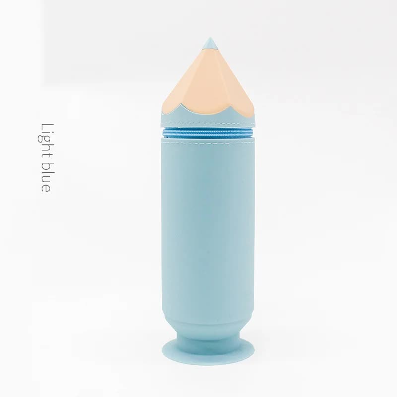 Light Blue Creative Silicone Pencil Case - High-Value Stationery - Large Capacity Desk Organizer
