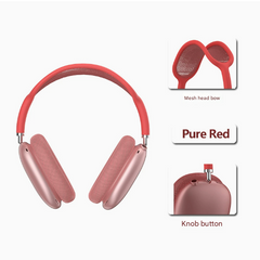 Red Bluetooth Over-Ear Headphones - Mesh Headband, Wireless, Rotatable Earcups