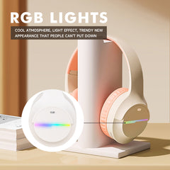 Khaki Wireless Gaming Headphones with Lights - Foldable Design, 40mm Drivers, Comfortable