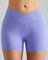 Lavender Purple Yoga Shorts - Seamless, High Waist, Tummy Control Size XL