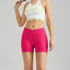 Watermelon Red Yoga Shorts - Seamless, High Waist, Tummy Control Size XL