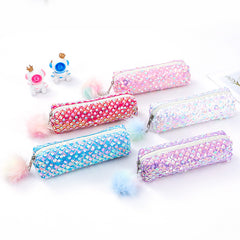 5-pcs Sequin Pencil Bag - Rainbow Glitter, Student Storage