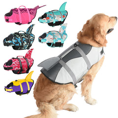 Size S Grey Pet Life Jacket for Dogs - Summer Swimming Safety Vest with Shark Fin for Small to Large Breeds