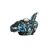 Size S Blue Camouflage Pattern Pet Life Jacket for Dogs - Summer Swimming Safety Vest with Shark Fin for Small to Large Breeds