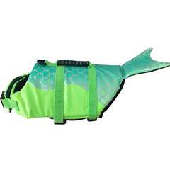 Size XL Green Scales Pattern Pet Life Jacket for Dogs - Summer Swimming Safety Vest with Shark Fin for Small to Large Breeds