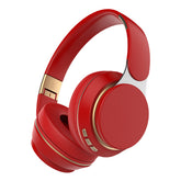 Red Wireless Bluetooth Headphones with Noise Reduction - Heavy Bass, Long Battery Life, TF Card Support
