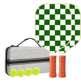 Set 5 White And Green T700 Carbon Fiber Pickleball Paddle Set - 2 Paddles, 4 Balls, and Portable Carry Bag for Adults and Students