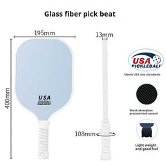 Blue Fiberglass Pickleball Paddle Set - 2 Minimalist Paddles, 4 Balls, and Carry Bag for Outdoor Play