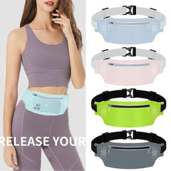 2 Pcs Light Blue Lightweight Women's Running Waist Bag - Splash-Proof Fitness Belt with Stretchable Phone Storage