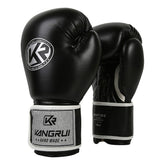Black And Silver Durable 8oz PU Leather Boxing Gloves - Padded & Ventilated for Training