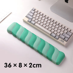 Green 2PCS Ergonomic Wavy Keyboard Wrist Rest - Comfortable Typing Support Cushion