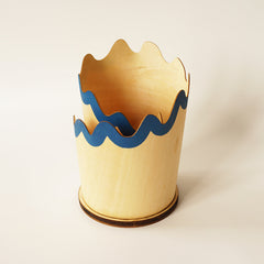 2PCS Blue Creative Wooden Pencil Shaving Pen Holder - Novelty Desk Organizer & Stationery Storage