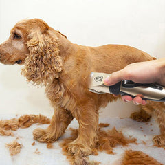 Professional Pet Grooming Hair Clipper Kit - Rechargeable, Low Noise, with Ceramic Blades & 5-Speed Adjustment(Gray)