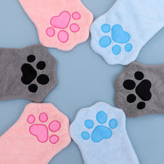 Adorable Pet Paw Grooming & Drying Mitt - Super Absorbent Fleece Material(pink)