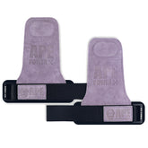 Heavy Duty Weightlifting Grips - Anti-Slip Cowhide Palm Protectors with Neoprene Wrist Support & Adjustable Straps(Purple)